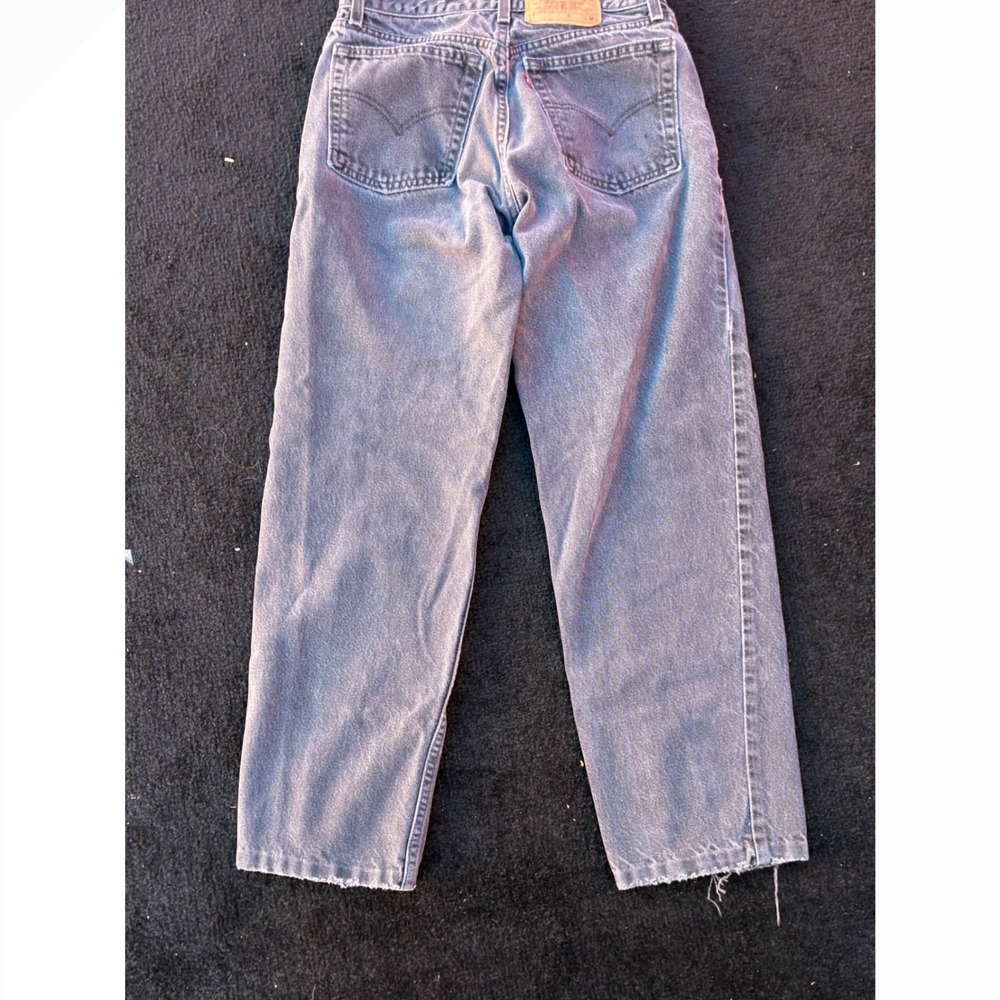 Levis Loose Fit Regular Fit Jeans Faded Black Gray Denim Size 4 Raw Hem Distress